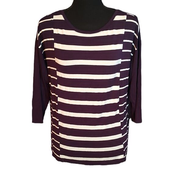 Chico's Purple and White Striped Top Size 0 - Picture 1 of 4